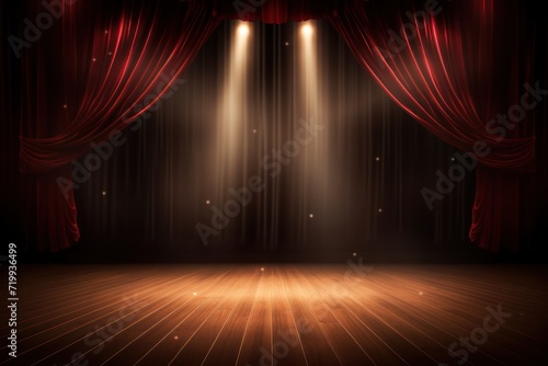 Empty theater stage with red curtains. 3d illustration photo