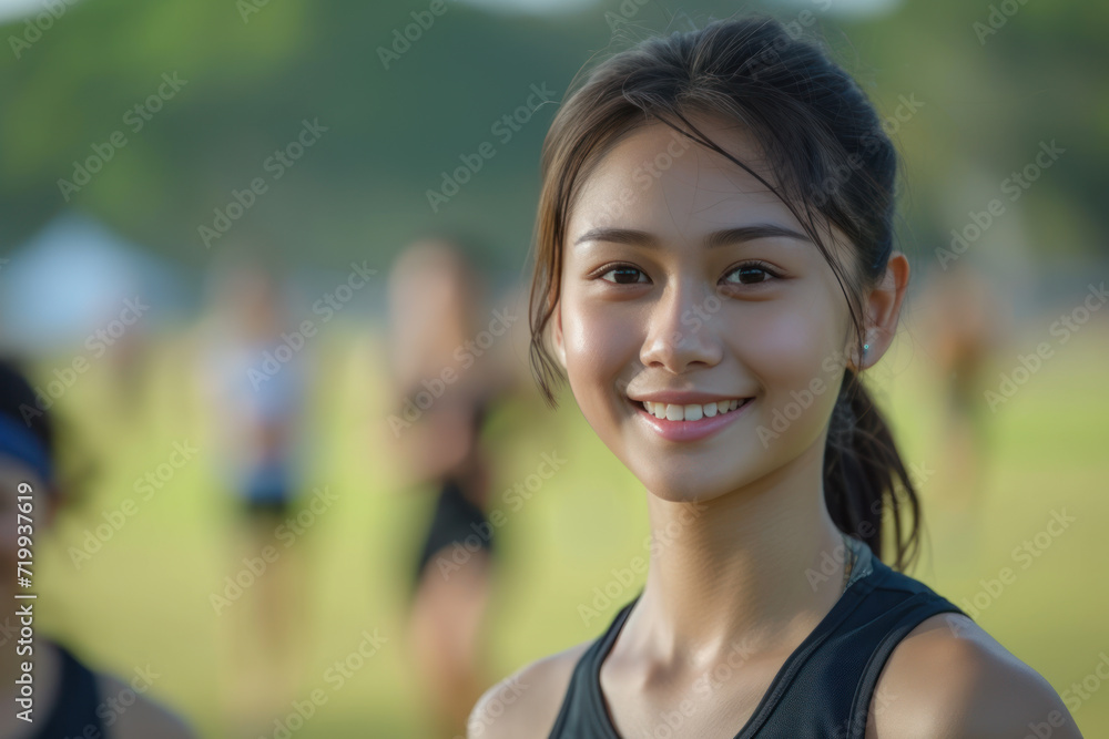 Asian woman wearing athletic activewear doing exercise, sport workout Asian woman wearing athletic activewear doing exercise, sport workout