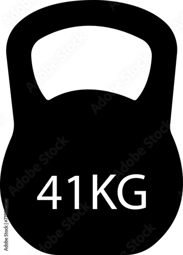 Kettlebell or girya weight training equipment Fill vector icon for exercise apps and websites.41 Kg bell logo. Kettlebell, heavy sign. Iron dumbbell symbol isolated on transparent background.