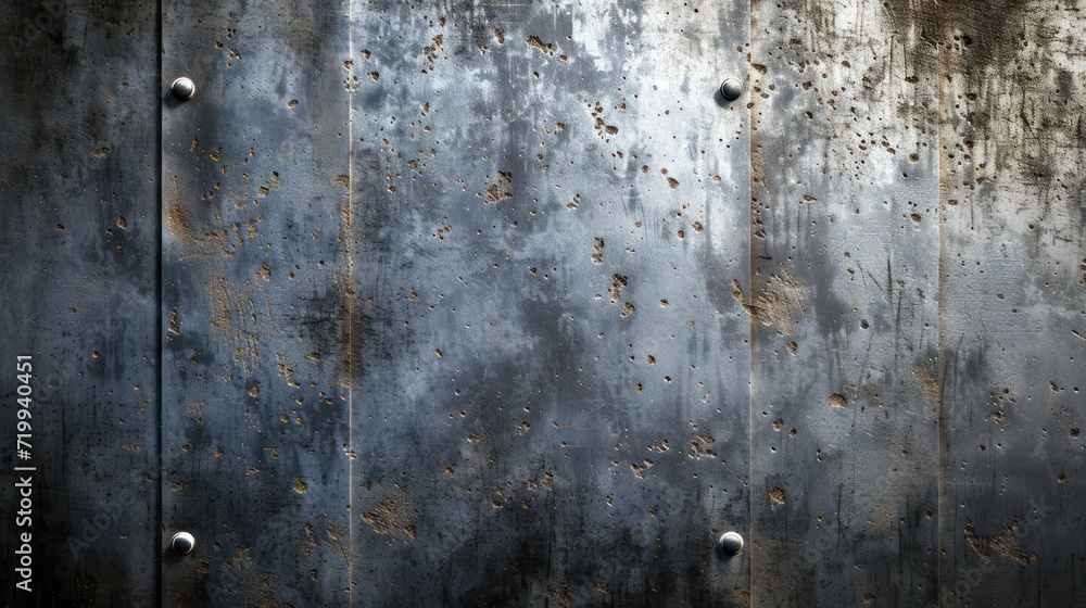 Metal background with rivets and nail holes in grunge style. - obrazy, fototapety, plakaty 