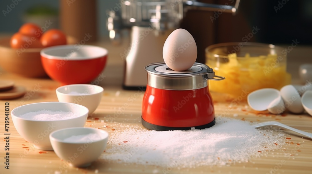 A red blender placed on a wooden table. Perfect for kitchen or cooking-related designs A red blender placed on a wooden table. Perfect for kitchen or cooking-related designs