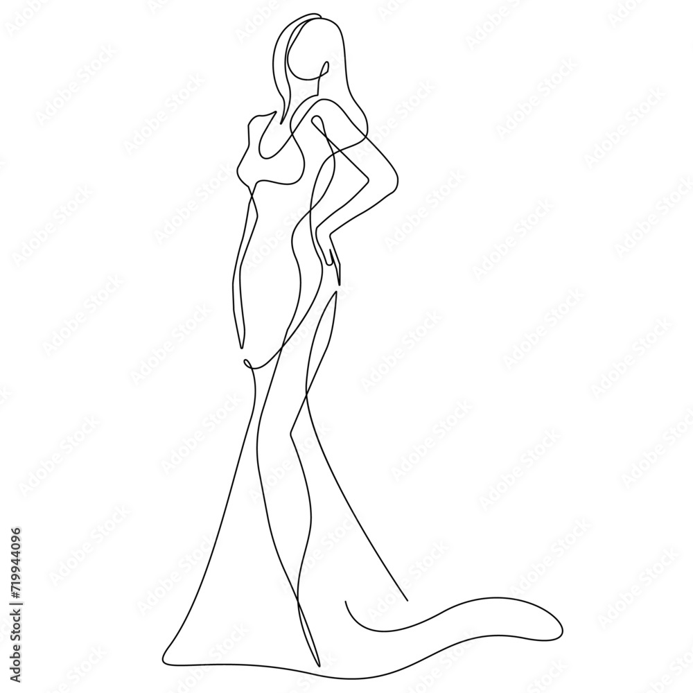 Elegant Female Silhouette Continuous One Line Drawing. Abstract Woman Figure Minimal Trendy Illustration. Woman Body Black Sketch on White. Abstract Home Decor, Wall Art. Vector EPS 10 Elegant Female Silhouette Continuous One Line Drawing. Abstract Woman Figure Minimal Trendy Illustration. Woman Body Black Sketch on White. Abstract Home Decor, Wall Art. Vector EPS 10