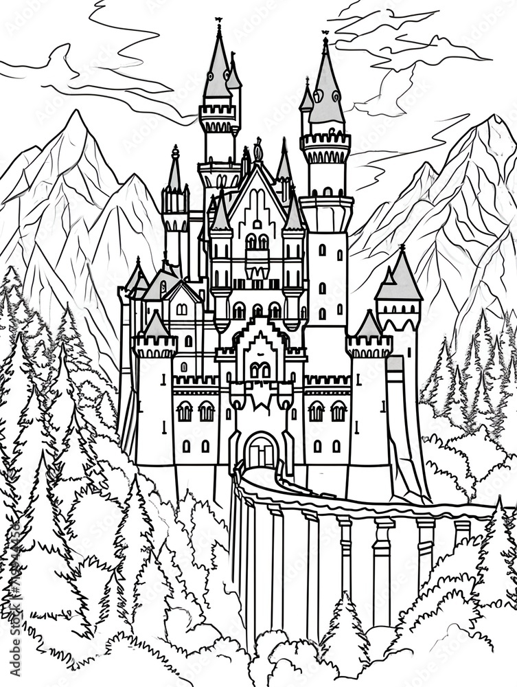 a fairy-tale castle with multiple towers