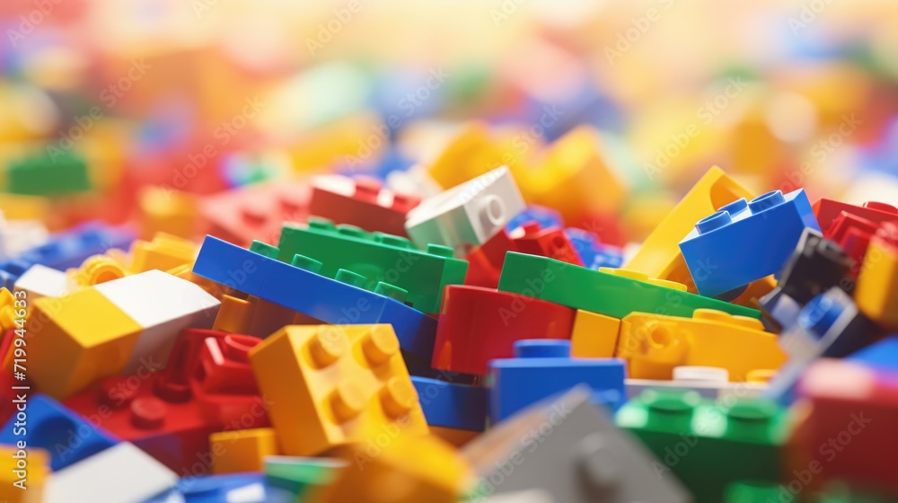 A pile of colorful bricks stacked on top of each other. Perfect for creative projects and educational materials A pile of colorful bricks stacked on top of each other. Perfect for creative projects and educational materials