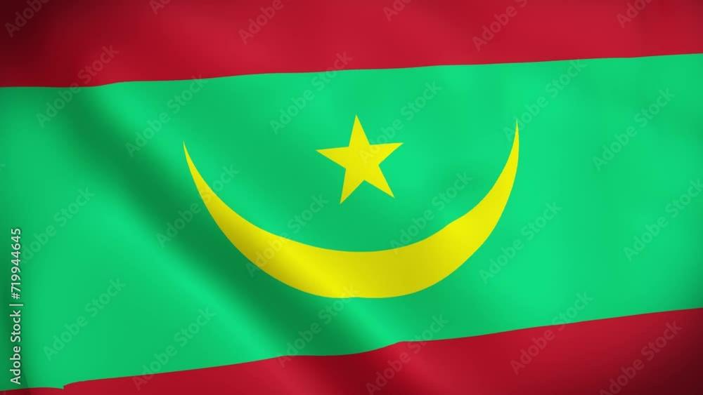 Mauritania Flag. Waving Fabric Satin Texture Flag of Mauritania 3D illustration. Real Texture Flag of the Islamic Republic of Mauritania 4K Video Mauritania Flag. Waving Fabric Satin Texture Flag of Mauritania 3D illustration. Real Texture Flag of the Islamic Republic of Mauritania 4K Video