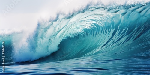 A powerful, large wave crashing in the ocean. Perfect for illustrating the strength and beauty of nature. Can be used in various projects and designs