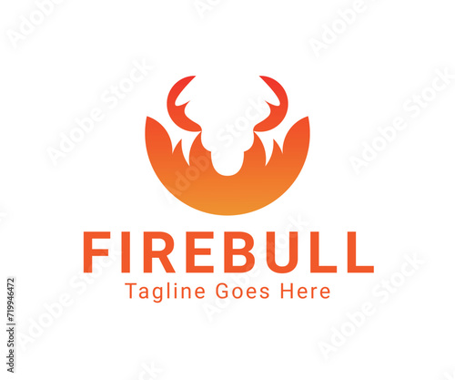 Fire-bull creative logo ,fire logo design, bull logo design.