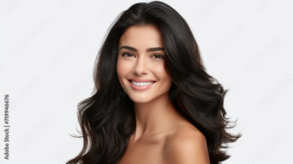 A stunning young woman with flowing black hair. Perfect for beauty and fashion related projects A stunning young woman with flowing black hair. Perfect for beauty and fashion related projects