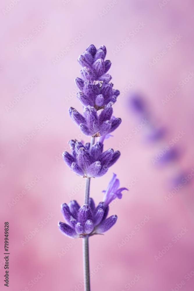 Obraz premium Purple lavender flower as vertical Greeting card template composition