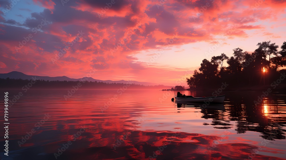 A breathtaking coral pink sky at dawn A breathtaking coral pink sky at dawn