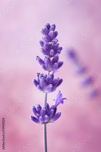 Purple lavender flower as vertical Greeting card template composition