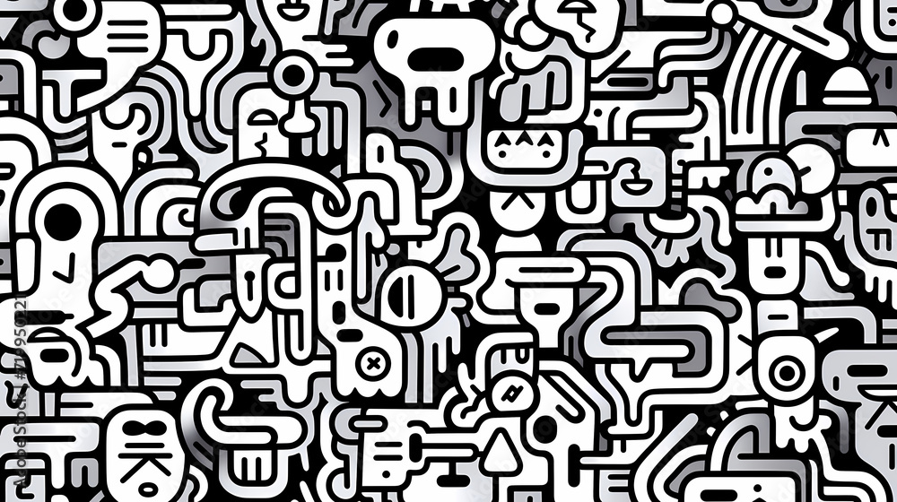 Abstract seamless doodle background, artistic backdrop