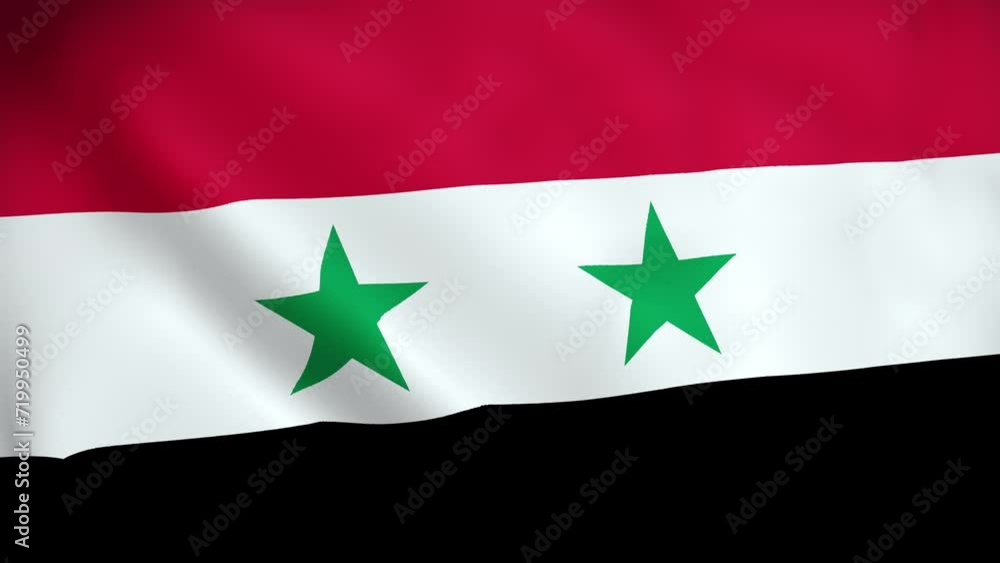 Syria Flag. Waving Fabric Satin Texture Flag of Syria 3D illustration. Real Texture Flag of the Syrian Arab Republic 4K Video Syria Flag. Waving Fabric Satin Texture Flag of Syria 3D illustration. Real Texture Flag of the Syrian Arab Republic 4K Video