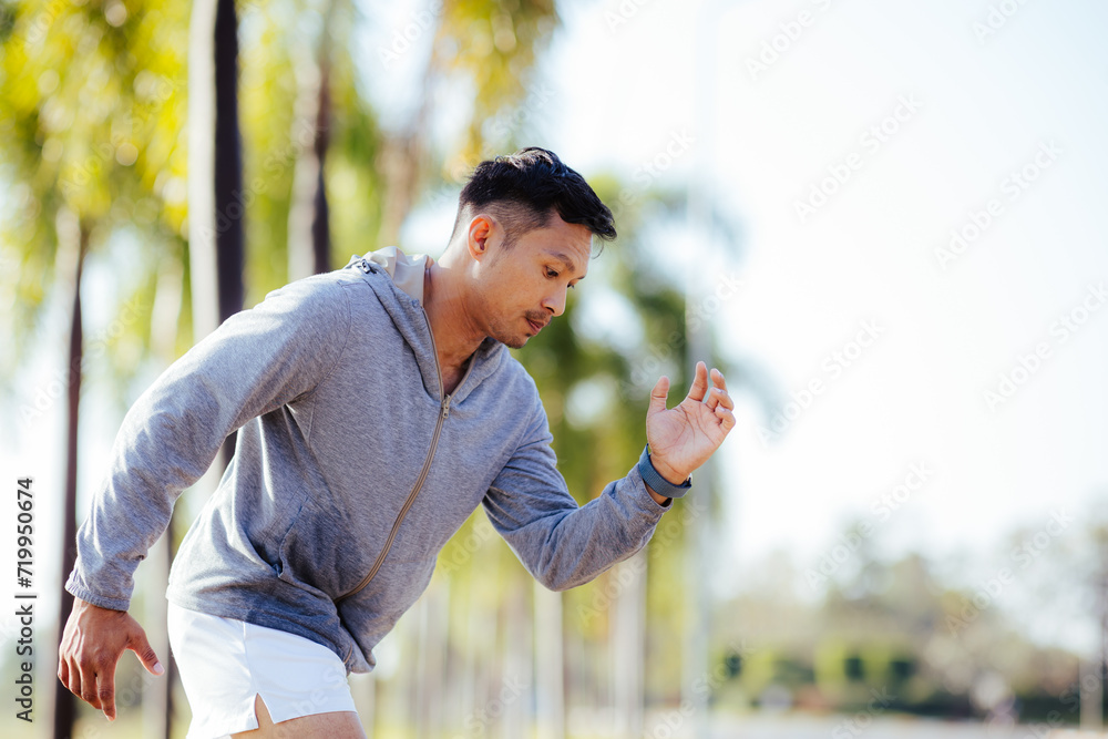 man running in the morning Exercise and health care man running in the morning Exercise and health care