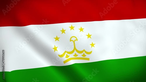 Tajikistan Flag. National 3d Tajikistan flag waving. Flag of Tajikistan footage video waving in wind. Flag of Tajikistan 4K Animation photo