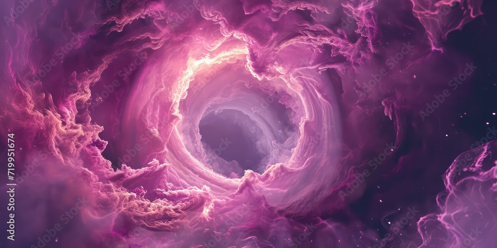 Swirl pink magic, surrounded by tendrils of glowing smoke. - obrazy, fototapety, plakaty 