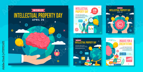 Intellectual Property Day Social Media Post Cartoon Hand Drawn Templates Background Illustration