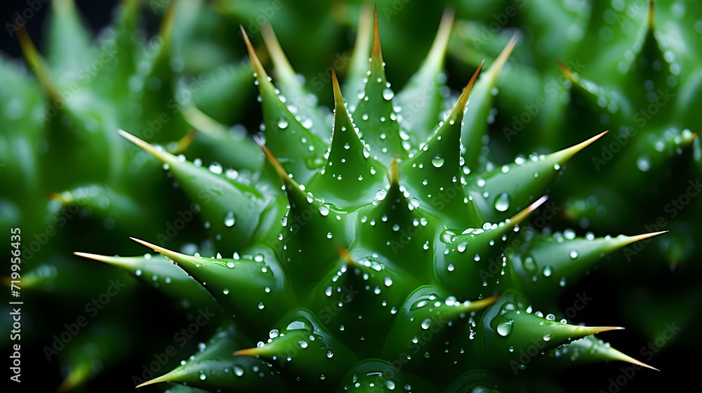 A macro view of a cactus with spiky needles, highlighting the unique textures and patterns of the desert plant A macro view of a cactus with spiky needles, highlighting the unique textures and patterns of the desert plant