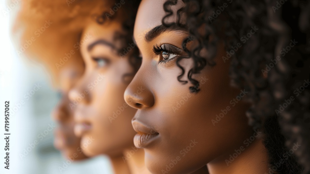 Black History Month Three beautiful black women with curly hair Beauty Black History Month Three beautiful black women with curly hair Beauty