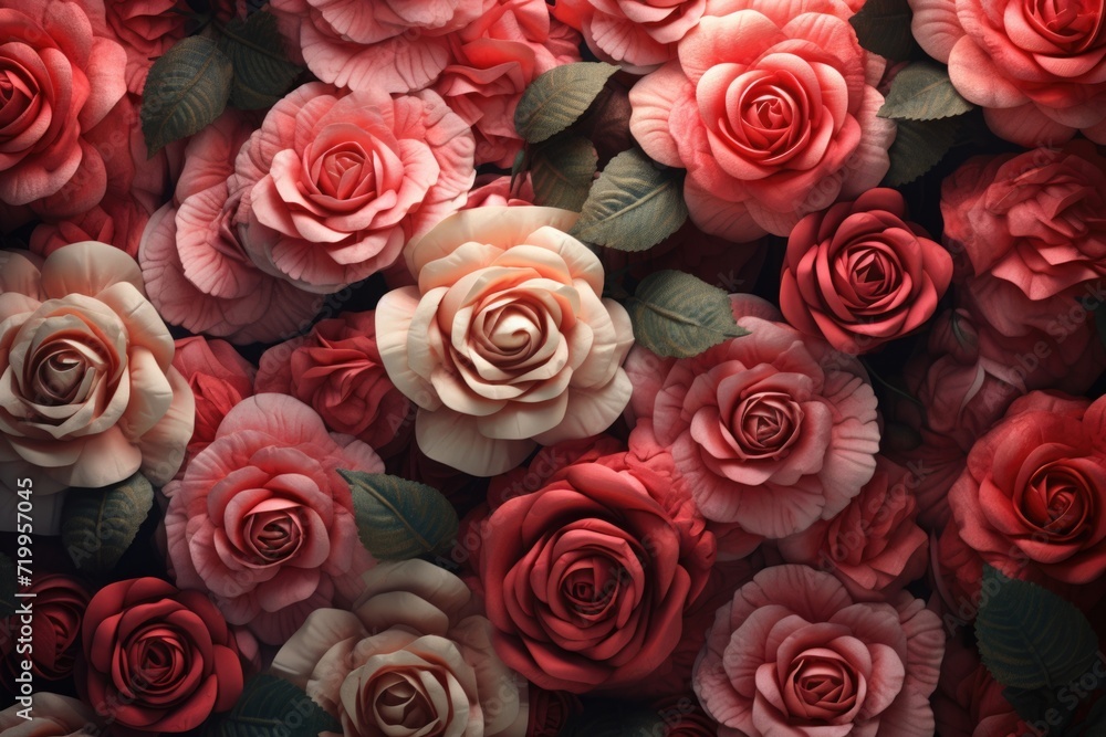 Obraz premium Scattered soft roses on vintage background