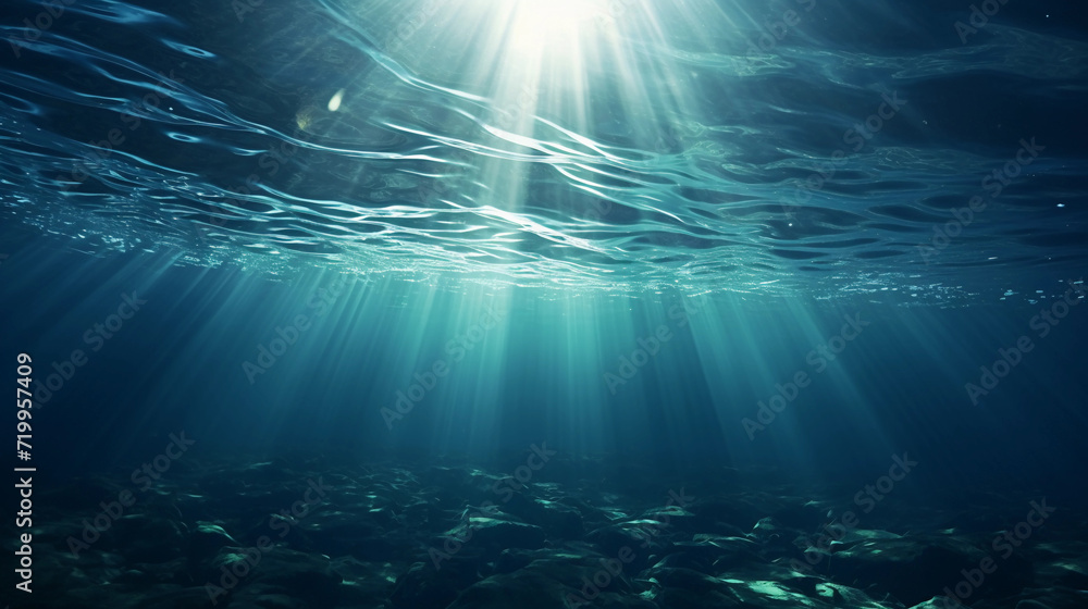 underwater scene with rays of light