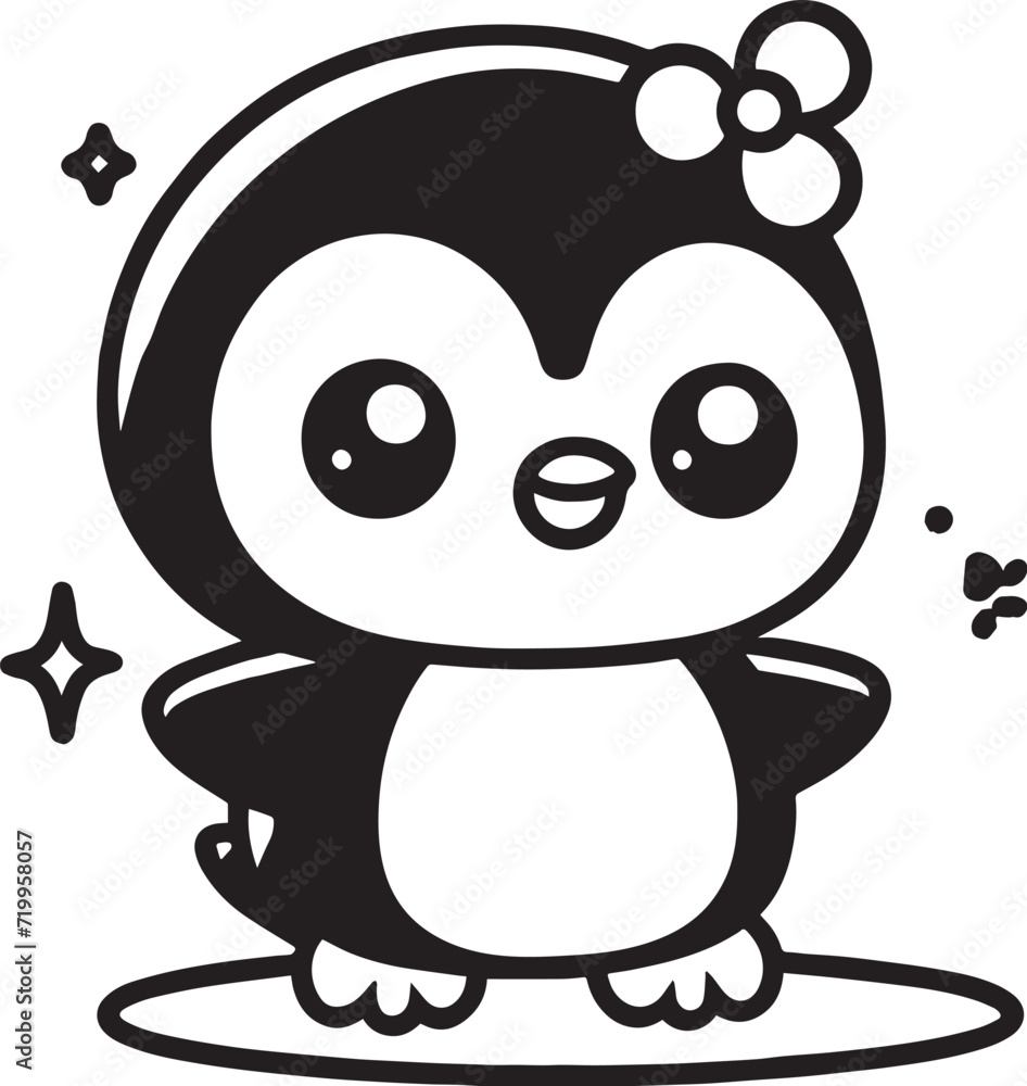 Fototapeta premium penguin cartoon coloring page 