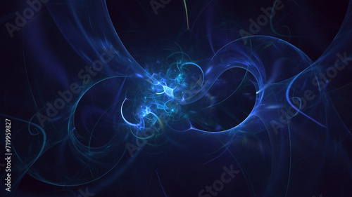 3D manual rendering abstract blue fractal light background
