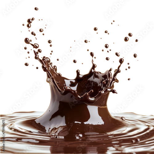 Isolated Chocolate and Milk Splash: A Deliciously Sweet and Creamy Dessert Scene with Melting Cocoa, Swirling Liquid, and Tempting Abstract Patterns. png . isolated on white.