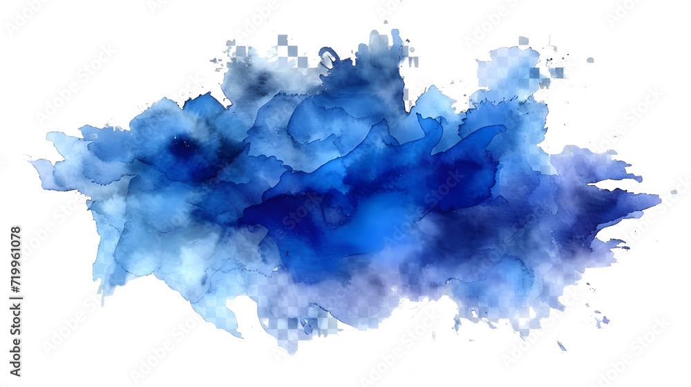 blue watercolor stain on transparent background