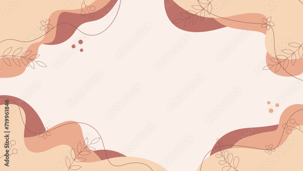 Abstract brown pastel background with floral organic shapes. Vector Illustration for presentations, covers, banners, posters, templates, and others