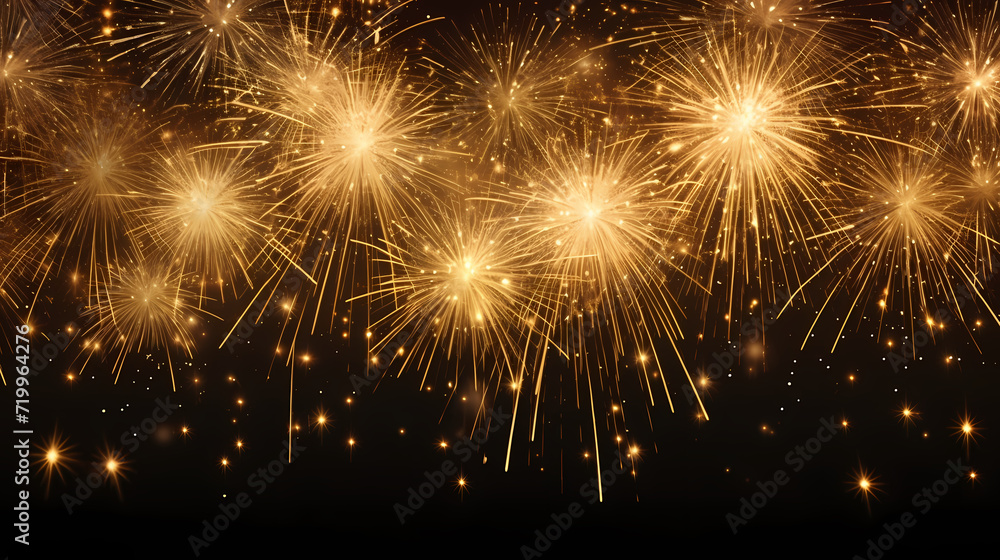 Obraz premium Beautiful fireworks background at night for holiday decoration