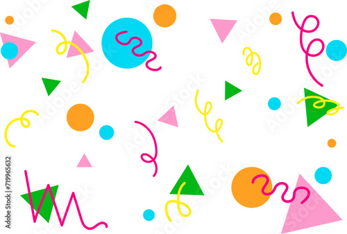 90s inspired abstract background with neon colored shapes.