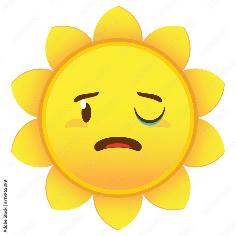 sun  crying and scared face cartoon cute