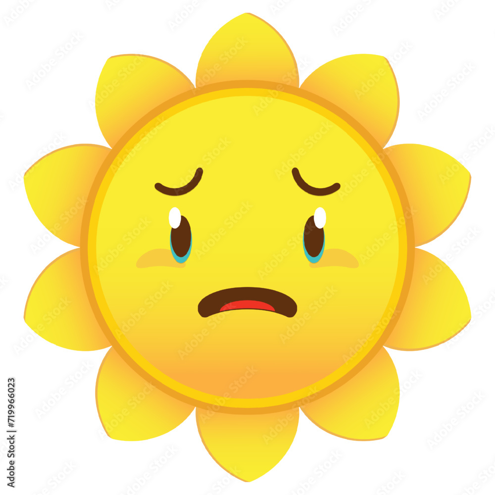sun  crying and scared face cartoon cute