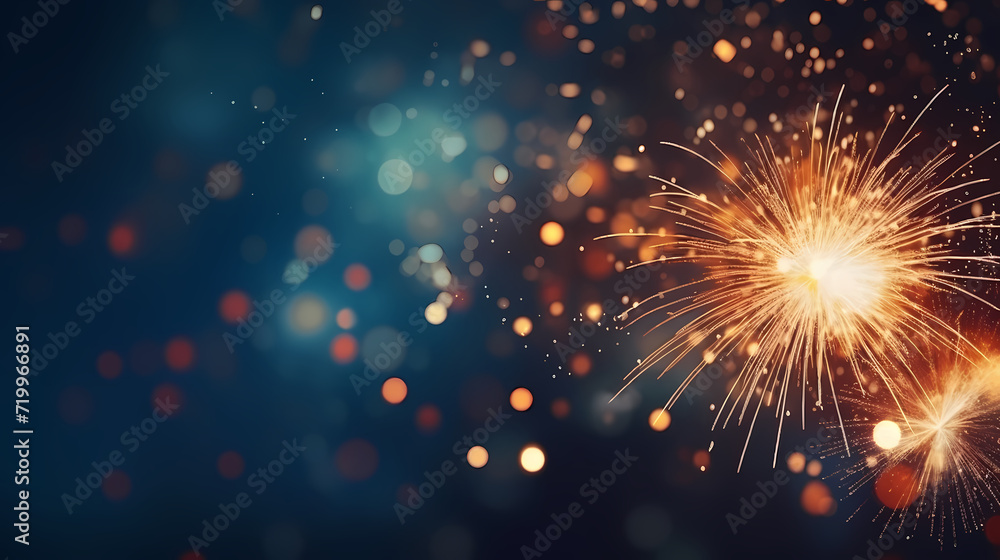 Fototapeta premium Beautiful fireworks background at night for holiday decoration