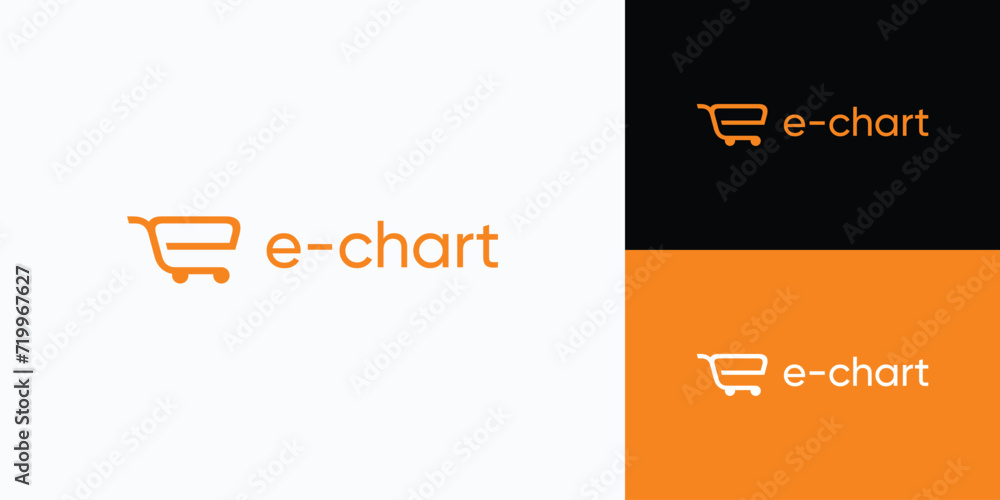 Vector logo design of initial letter e with shopping cart shape. Vector logo design of initial letter e with shopping cart shape.
