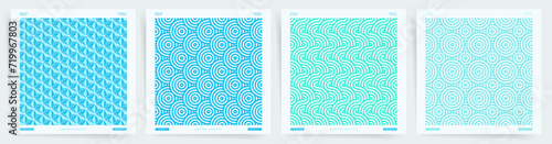 Minimal wavy cover design. Ocean and Sea style seamless pattern set. Abstract line pattern design background. 