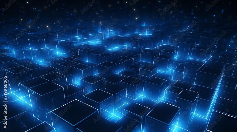 Futuristic dark blue digital grid: abstract cybernetic background Futuristic dark blue digital grid: abstract cybernetic background
