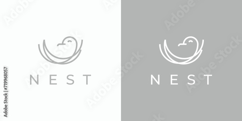 Bird's nest illustration vector logo design.