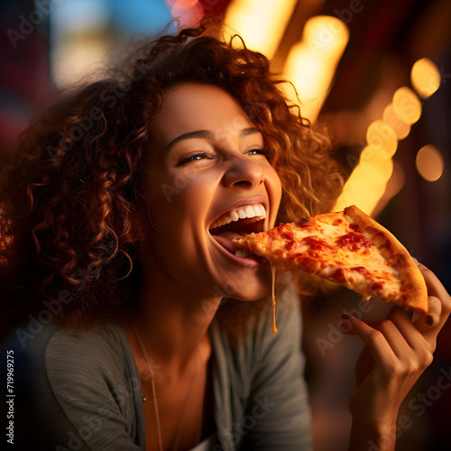 person eating pizza