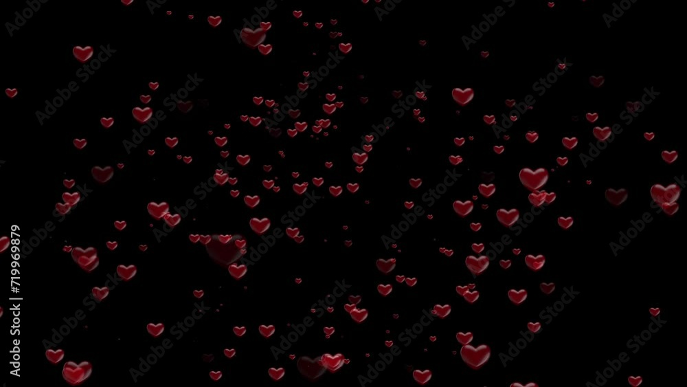 Loop video. Abstract red hearts on a dark background. Seamless loop 4k video Loop video. Abstract red hearts on a dark background. Seamless loop 4k video