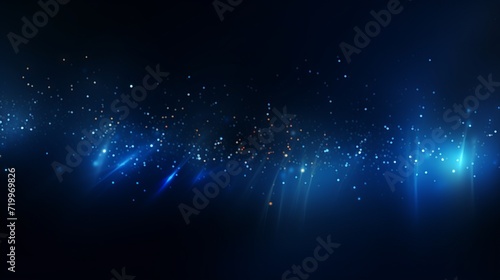 Glowing particle abstraction: mesmerizing dark blue background illuminated with radiant light - perfect for creative projects