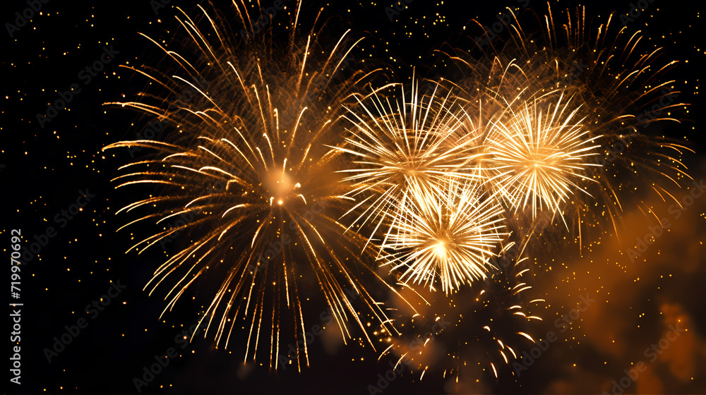 Happy New Year, burning fireworks with bokeh light background Happy New Year, burning fireworks with bokeh light background