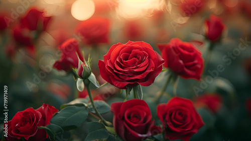  Beautiful Red roses  valentines day concept.  generative ai