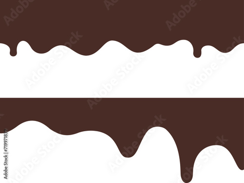 溶けて上から流れ落ちるチョコレートのシルエッイラスト