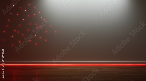 Empty stage background with blinking led lights with copy space