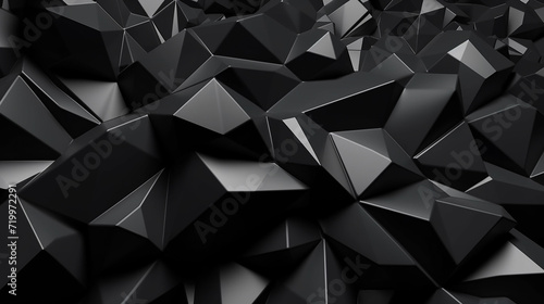 abstract black crystal background faceted. 3D render 