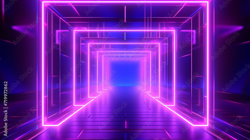ultraviolet neon square portal glowing line. ultraviolet neon square portal glowing line.