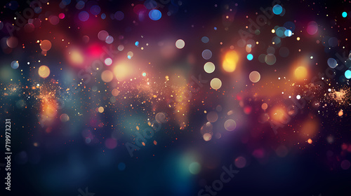 Happy New Year, burning fireworks with bokeh light background