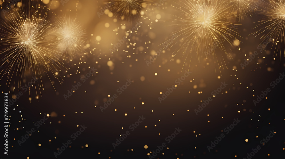 Fototapeta premium Happy New Year, burning fireworks with bokeh light background